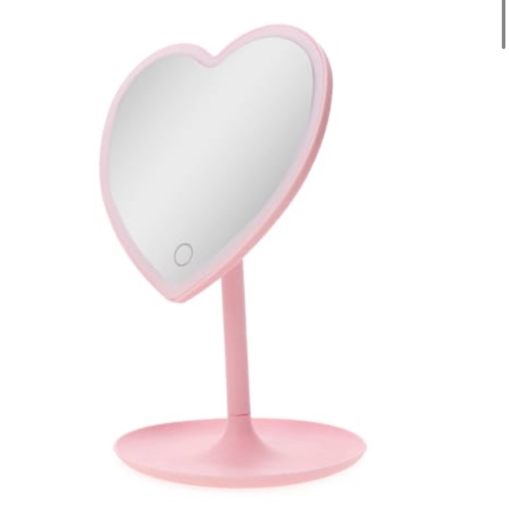URBAN BUTTERFLY Heart-Shaped LED Pink Vanity Mirror 13.5in Gift NWT